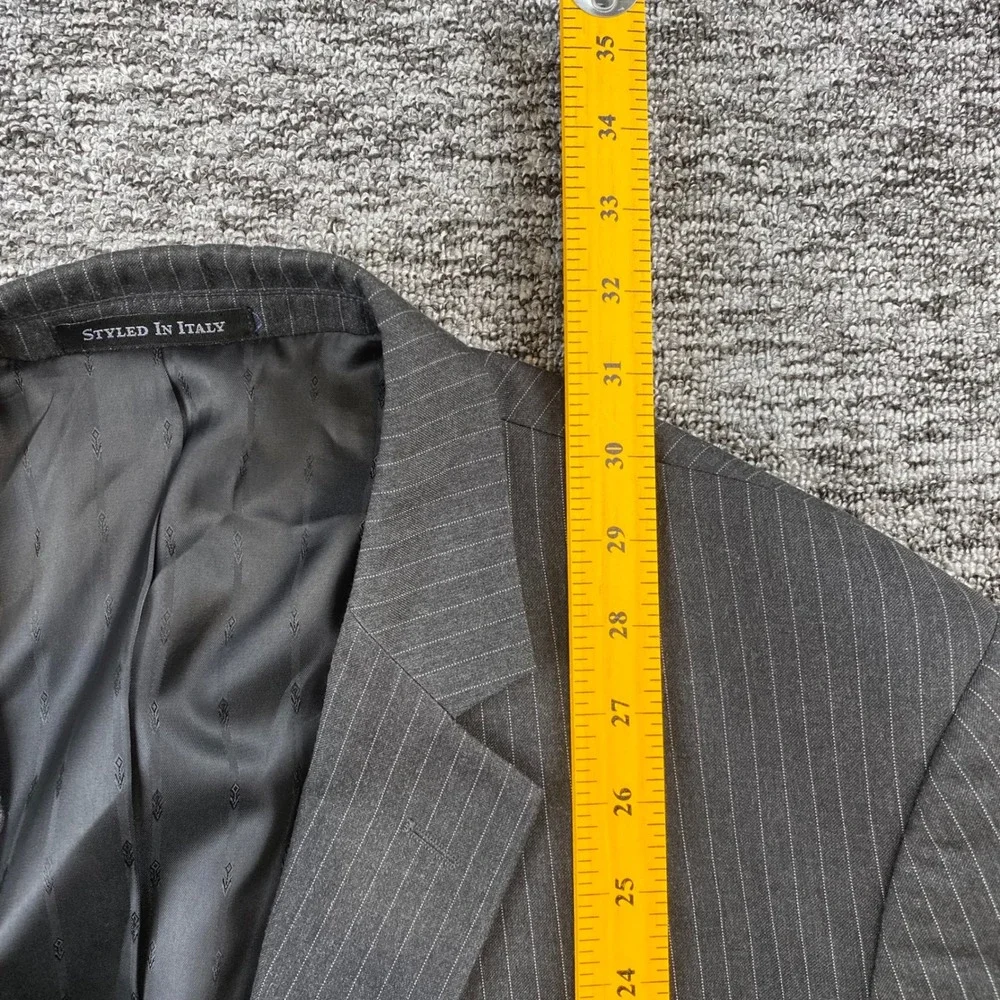 Renoir Mens 46 40 Charcoal Gray Pinstripe 2 Button Suit Super 120s 40x35